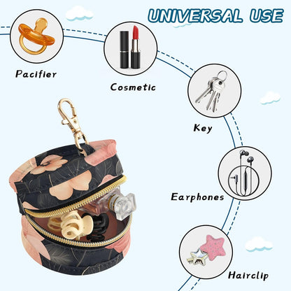Pretty Flowers Baby Pacifier Holder Case, Dustproof Portable Storage Box for Diaper Bag Purse, Pacifier Storage Container for Boys & Girls