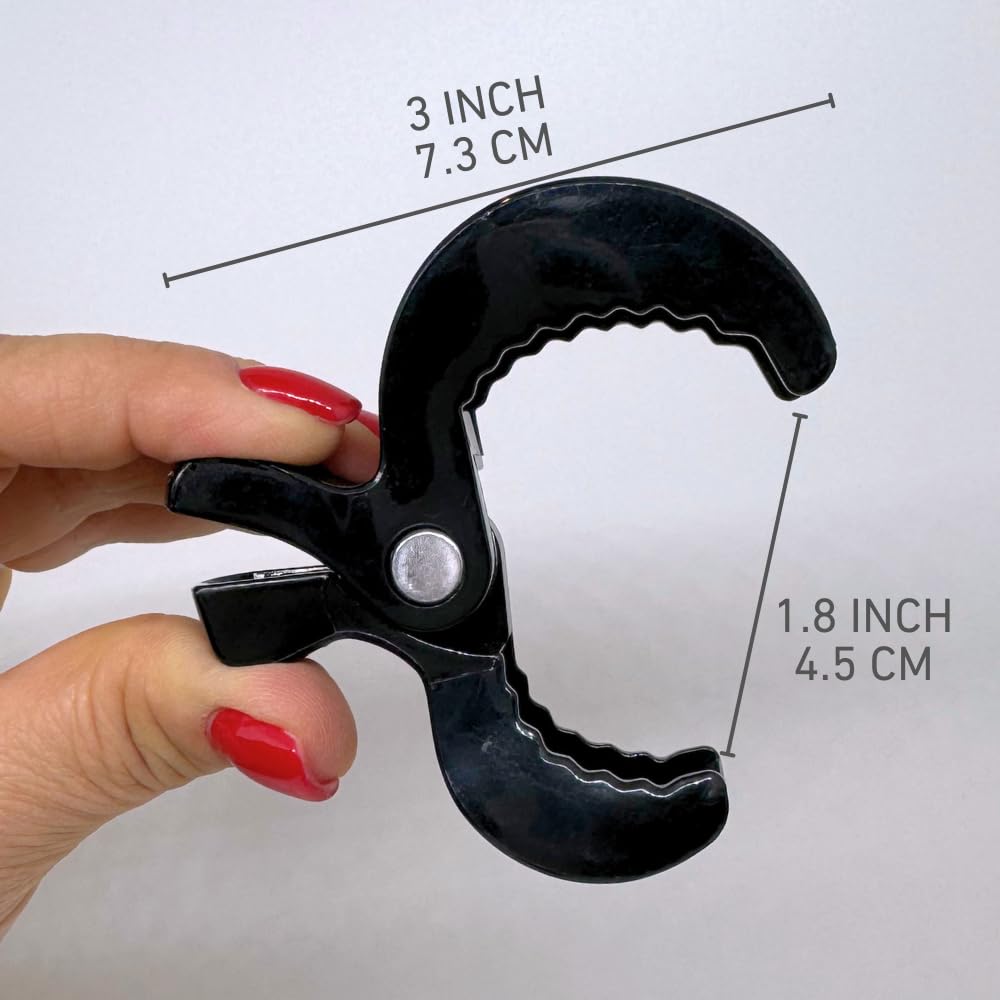 Baby Blanket Stroller Clips (4 Pack) | Hooks Muslin to Stroller | Australian Baby Product | Infant/Toddler | Black/Grey