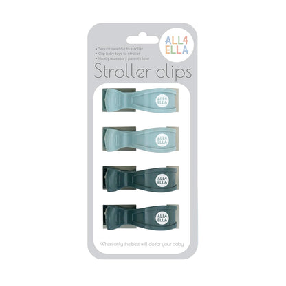 Baby Blanket Stroller Clips (4 Pack) | Hooks Muslin to Stroller | Australian Baby Product | Infant/Toddler | Black/Grey