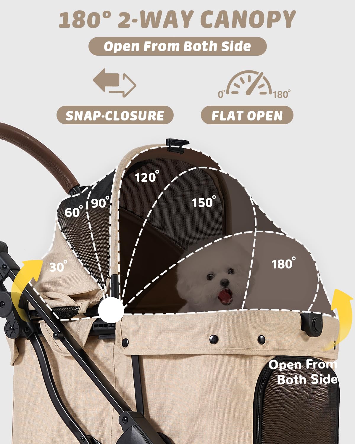 Pet Stroller with Weatherproof Cover, All-Terrain 4-Wheel Cat & Dog Stroller with Adjustable Canopy, Foldable Dog Strollers with Storage Basket for Small to Medium Dogs Up to 55 lbs.