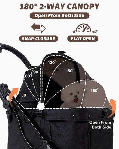 Pet Stroller with Weatherproof Cover, All-Terrain 4-Wheel Cat & Dog Stroller with Adjustable Canopy, Foldable Dog Strollers with Storage Basket for Small to Medium Dogs Up to 55 lbs.