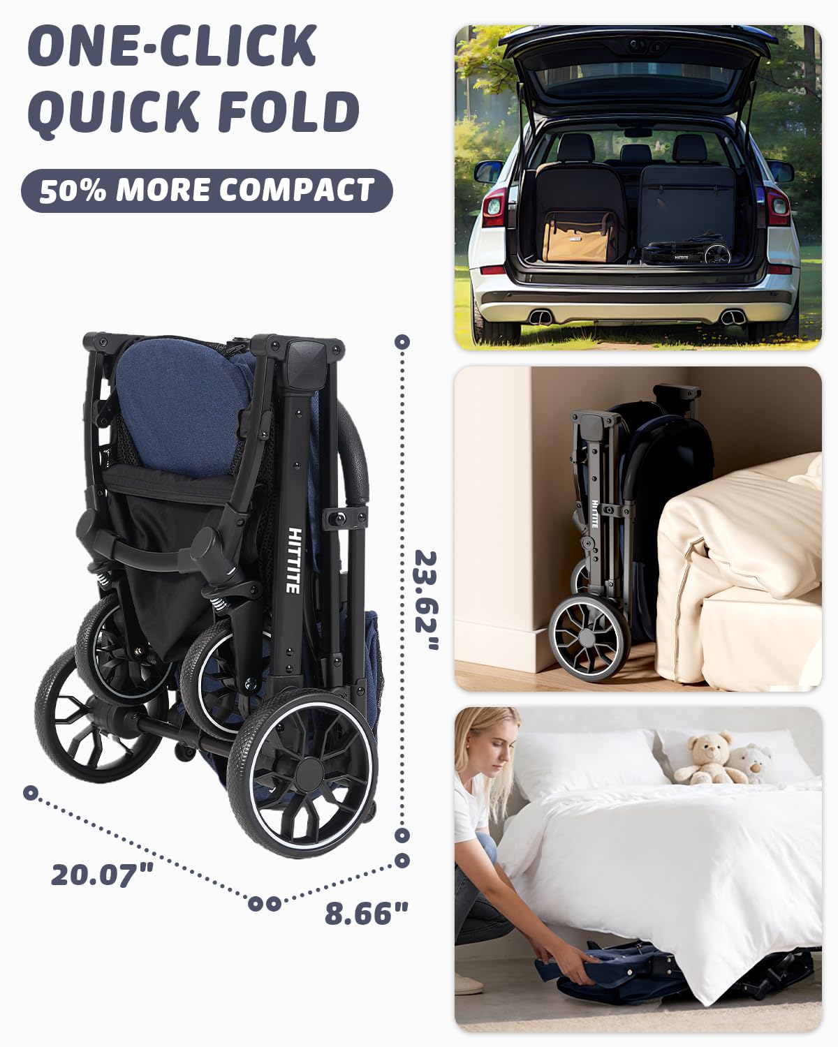 Pet Stroller with Weatherproof Cover, All-Terrain 4-Wheel Cat & Dog Stroller with Adjustable Canopy, Foldable Dog Strollers with Storage Basket for Small to Medium Dogs Up to 55 lbs.