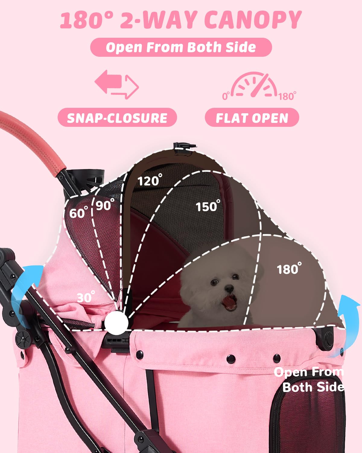 Pet Stroller with Weatherproof Cover, All-Terrain 4-Wheel Cat & Dog Stroller with Adjustable Canopy, Foldable Dog Strollers with Storage Basket for Small to Medium Dogs Up to 55 lbs.