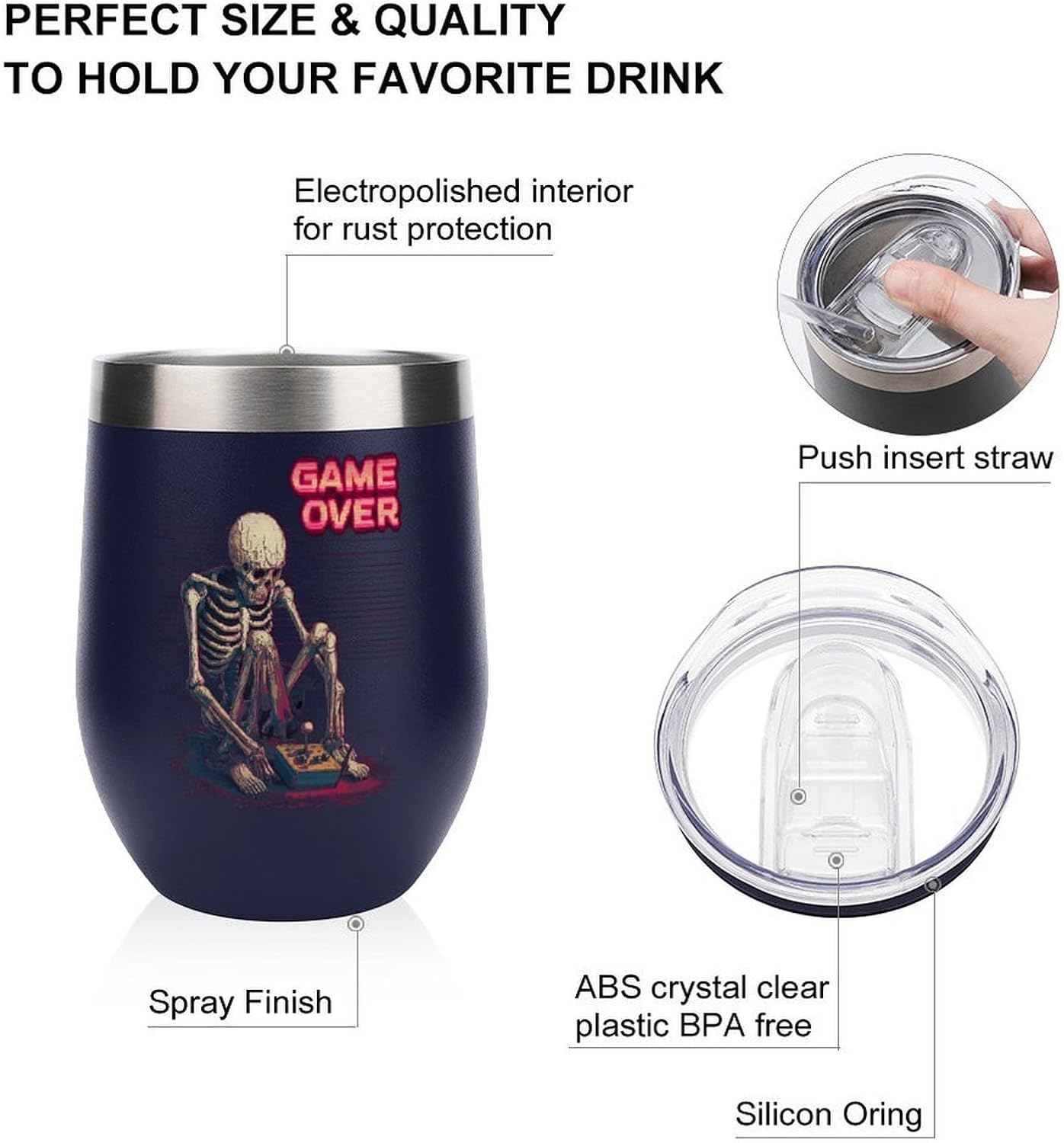 MARSVOVO 12oz Stainless Steel Mug Insulated Tumbler Spill-Proof Pattern | Double Wall,304 Grade,Soft Matte Shell,Snap-On Lid,Solid Color and Graphic Choices,BPA-Free Coffee Cup for Cold & Hot Drinks