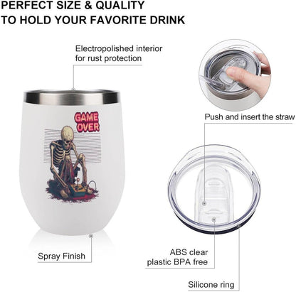 MARSVOVO 12oz Stainless Steel Mug Insulated Tumbler Spill-Proof Pattern | Double Wall,304 Grade,Soft Matte Shell,Snap-On Lid,Solid Color and Graphic Choices,BPA-Free Coffee Cup for Cold & Hot Drinks