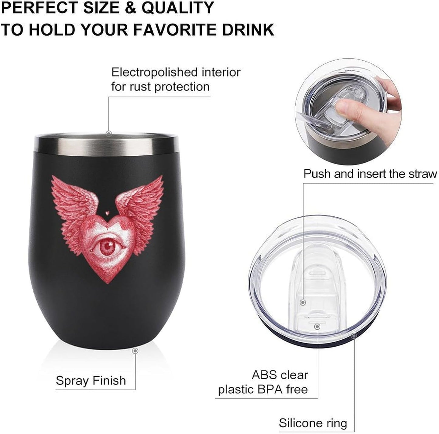 MARSVOVO 12oz Stainless Steel Mug Insulated Tumbler Spill-Proof Pattern | Double Wall,304 Grade,Soft Matte Shell,Snap-On Lid,Solid Color and Graphic Choices,BPA-Free Coffee Cup for Cold & Hot Drinks