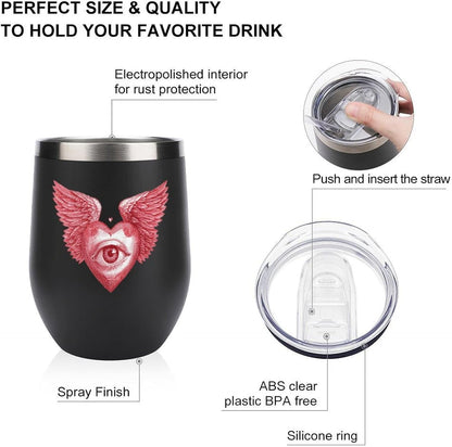 MARSVOVO 12oz Stainless Steel Mug Insulated Tumbler Spill-Proof Pattern | Double Wall,304 Grade,Soft Matte Shell,Snap-On Lid,Solid Color and Graphic Choices,BPA-Free Coffee Cup for Cold & Hot Drinks