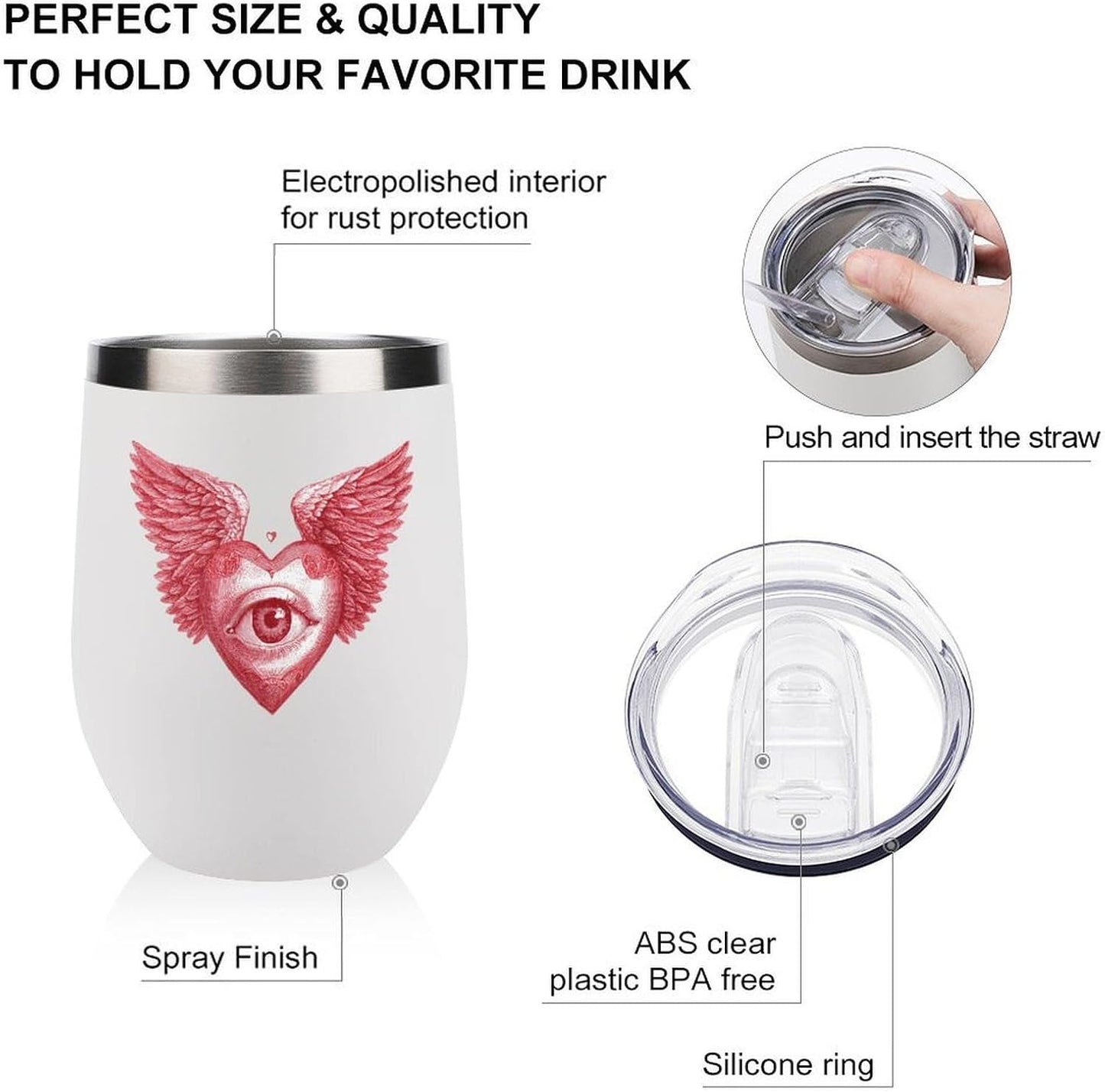 MARSVOVO 12oz Stainless Steel Mug Insulated Tumbler Spill-Proof Pattern | Double Wall,304 Grade,Soft Matte Shell,Snap-On Lid,Solid Color and Graphic Choices,BPA-Free Coffee Cup for Cold & Hot Drinks