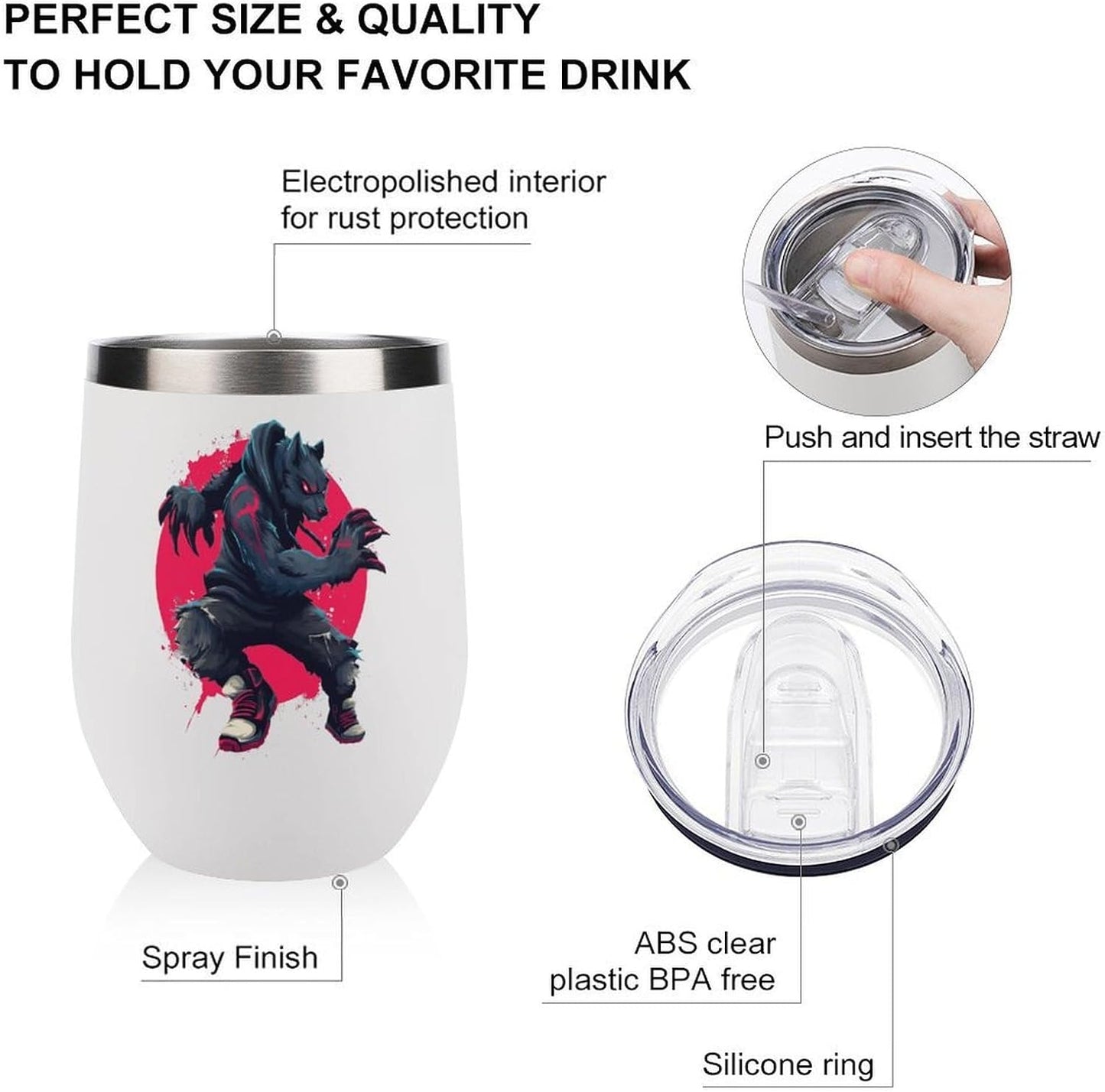 MARSVOVO 12oz Stainless Steel Mug Insulated Tumbler Spill-Proof Pattern | Double Wall,304 Grade,Soft Matte Shell,Snap-On Lid,Solid Color and Graphic Choices,BPA-Free Coffee Cup for Cold & Hot Drinks