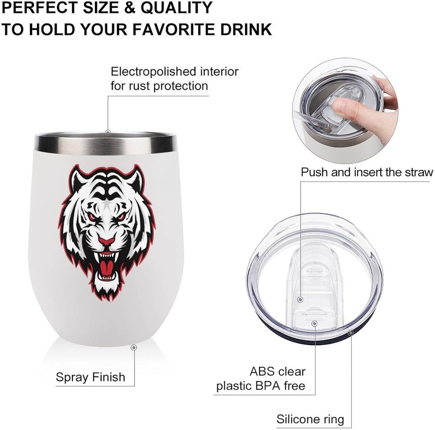 MARSVOVO 12oz Stainless Steel Mug Insulated Tumbler Spill-Proof Pattern | Double Wall,304 Grade,Soft Matte Shell,Snap-On Lid,Solid Color and Graphic Choices,BPA-Free Coffee Cup for Cold & Hot Drinks