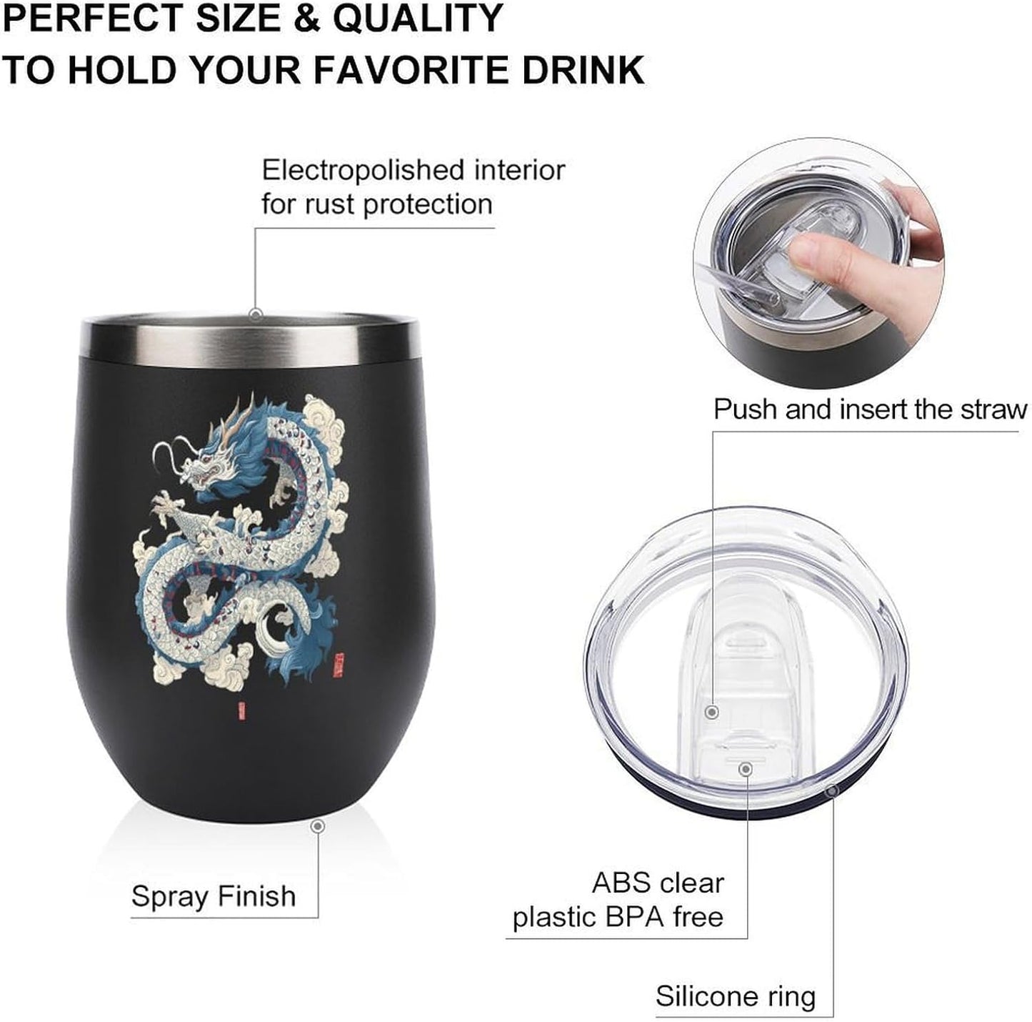 MARSVOVO 12oz Stainless Steel Mug Insulated Tumbler Spill-Proof Pattern | Double Wall,304 Grade,Soft Matte Shell,Snap-On Lid,Solid Color and Graphic Choices,BPA-Free Coffee Cup for Cold & Hot Drinks