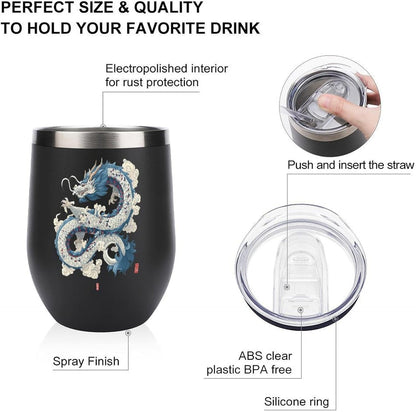 MARSVOVO 12oz Stainless Steel Mug Insulated Tumbler Spill-Proof Pattern | Double Wall,304 Grade,Soft Matte Shell,Snap-On Lid,Solid Color and Graphic Choices,BPA-Free Coffee Cup for Cold & Hot Drinks