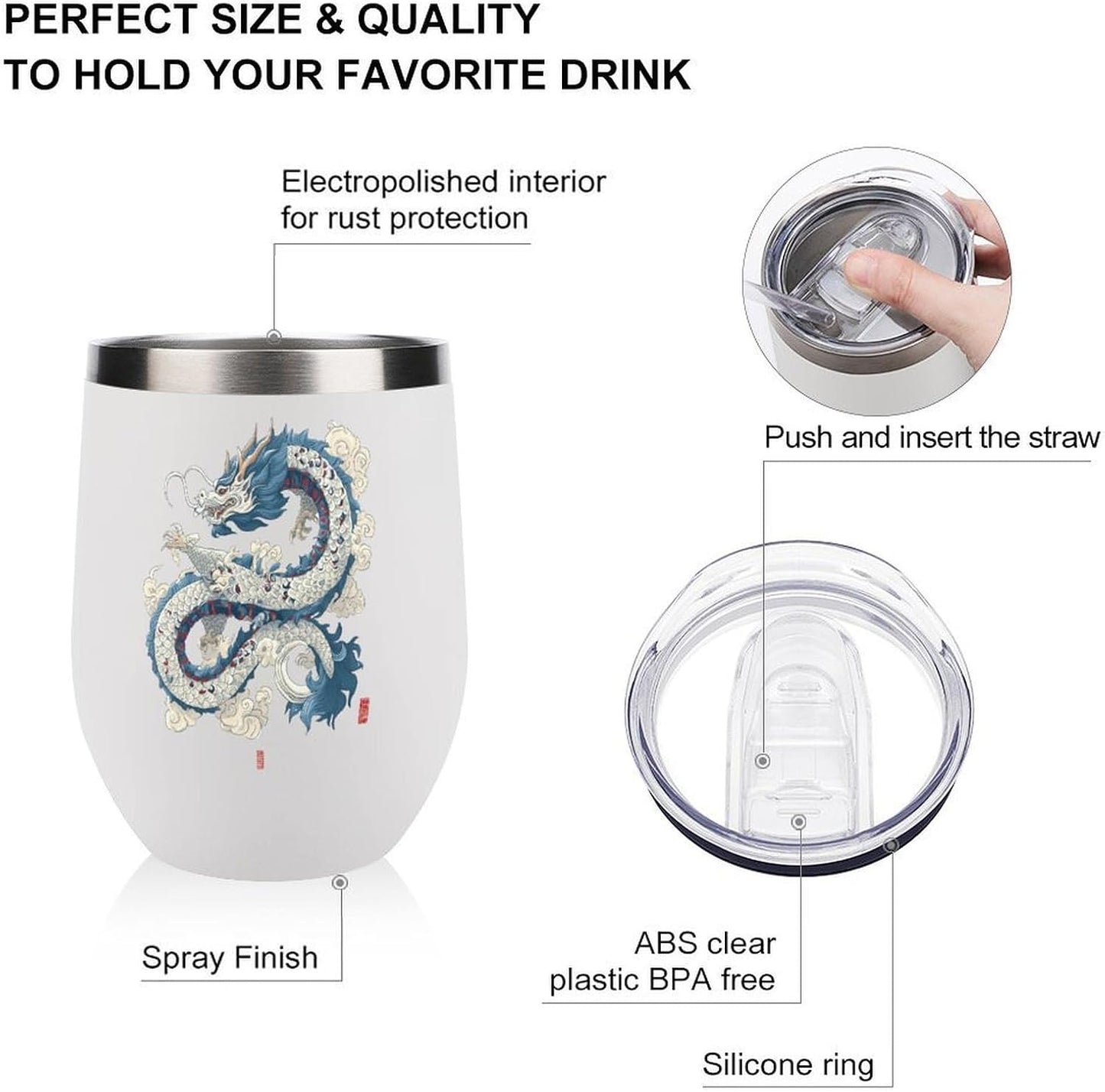 MARSVOVO 12oz Stainless Steel Mug Insulated Tumbler Spill-Proof Pattern | Double Wall,304 Grade,Soft Matte Shell,Snap-On Lid,Solid Color and Graphic Choices,BPA-Free Coffee Cup for Cold & Hot Drinks