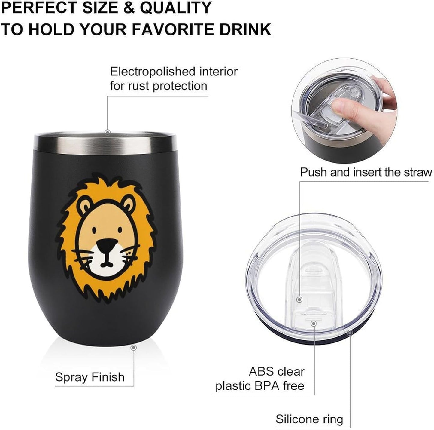 MARSVOVO 12oz Stainless Steel Mug Insulated Tumbler Spill-Proof Pattern | Double Wall,304 Grade,Soft Matte Shell,Snap-On Lid,Solid Color and Graphic Choices,BPA-Free Coffee Cup for Cold & Hot Drinks