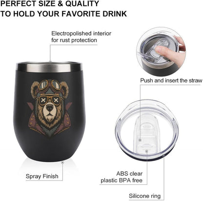MARSVOVO 12oz Stainless Steel Mug Insulated Tumbler Spill-Proof Pattern | Double Wall,304 Grade,Soft Matte Shell,Snap-On Lid,Solid Color and Graphic Choices,BPA-Free Coffee Cup for Cold & Hot Drinks