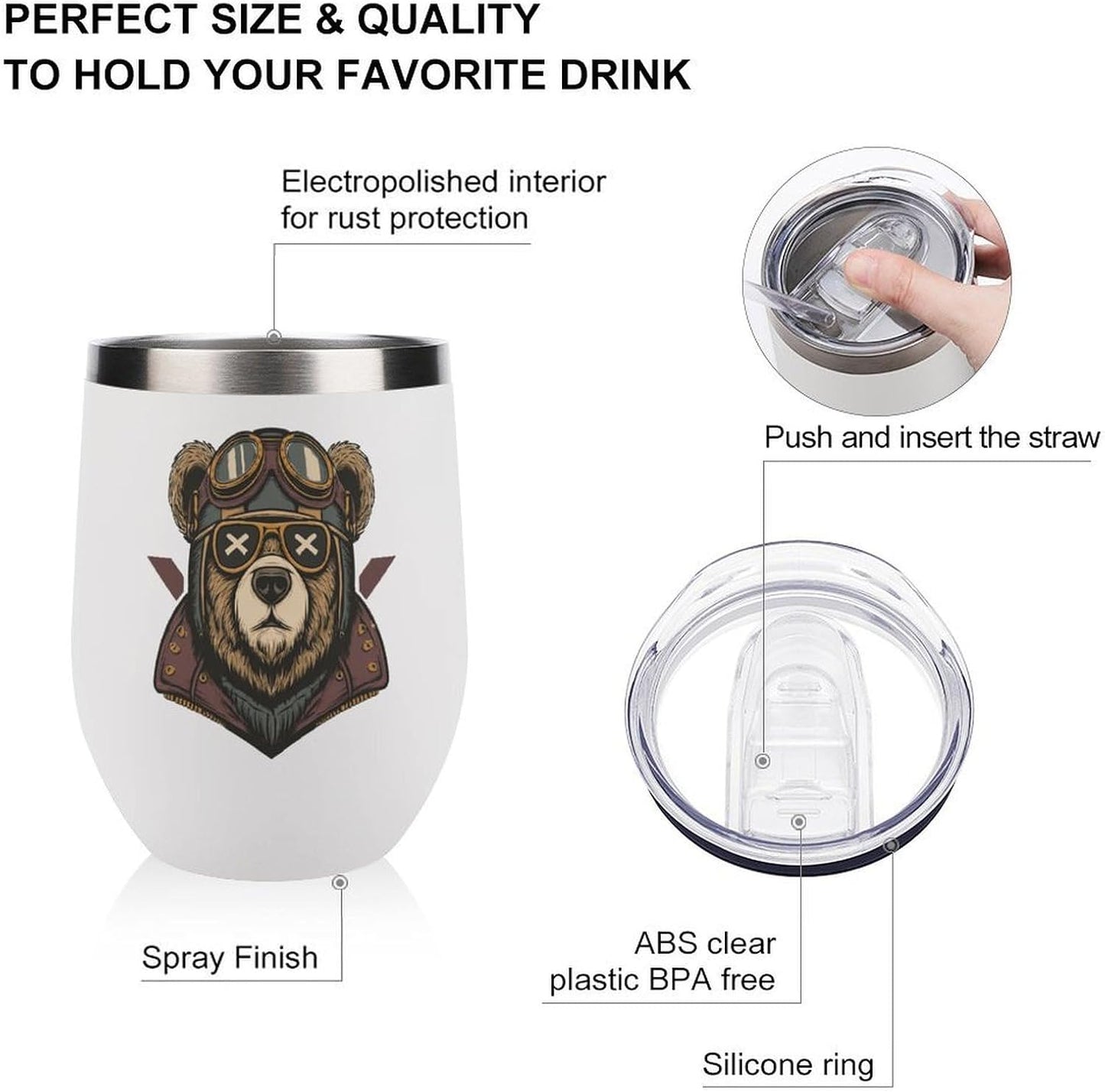 MARSVOVO 12oz Stainless Steel Mug Insulated Tumbler Spill-Proof Pattern | Double Wall,304 Grade,Soft Matte Shell,Snap-On Lid,Solid Color and Graphic Choices,BPA-Free Coffee Cup for Cold & Hot Drinks