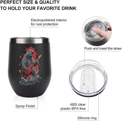 MARSVOVO 12oz Stainless Steel Mug Insulated Tumbler Spill-Proof Pattern | Double Wall,304 Grade,Soft Matte Shell,Snap-On Lid,Solid Color and Graphic Choices,BPA-Free Coffee Cup for Cold & Hot Drinks