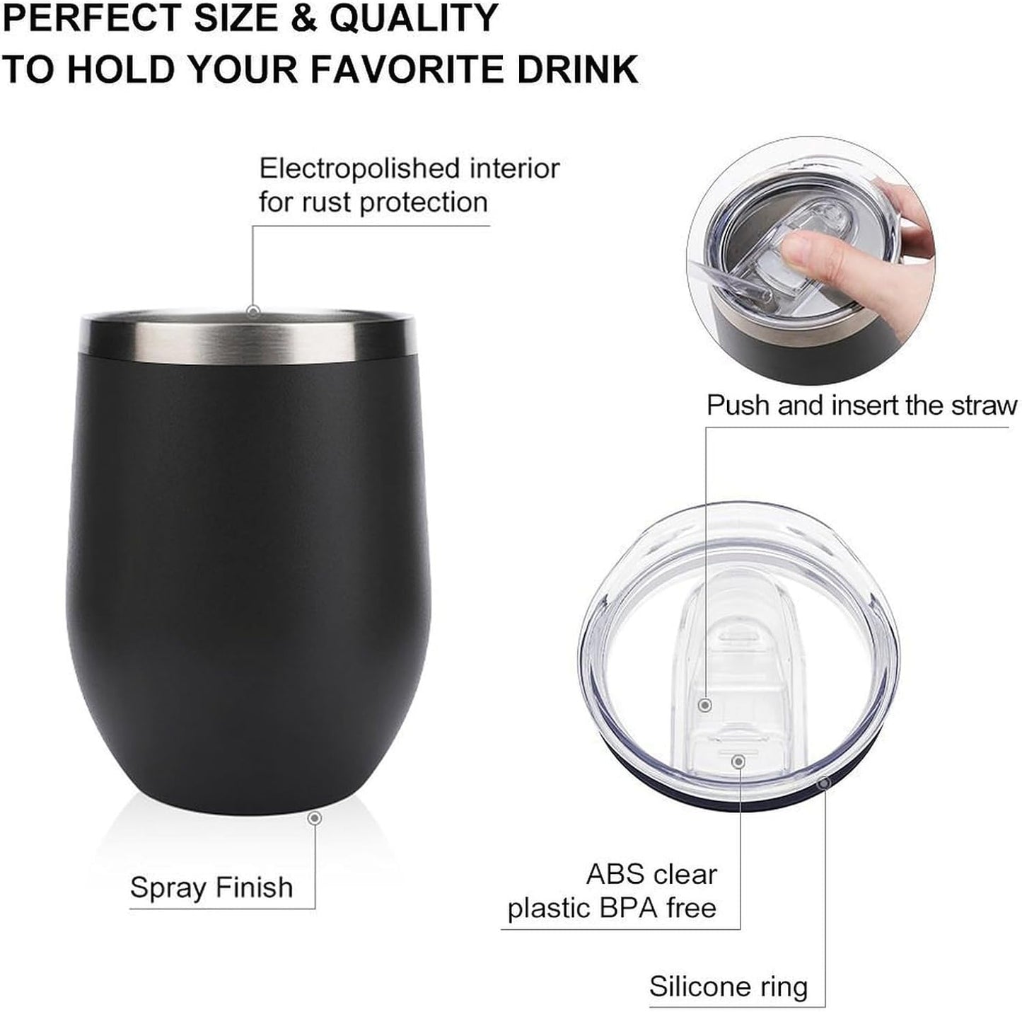 MARSVOVO 12oz Stainless Steel Mug Insulated Tumbler Spill-Proof Pattern | Double Wall,304 Grade,Soft Matte Shell,Snap-On Lid,Solid Color and Graphic Choices,BPA-Free Coffee Cup for Cold & Hot Drinks