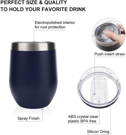 MARSVOVO 12oz Stainless Steel Mug Insulated Tumbler Spill-Proof Pattern | Double Wall,304 Grade,Soft Matte Shell,Snap-On Lid,Solid Color and Graphic Choices,BPA-Free Coffee Cup for Cold & Hot Drinks