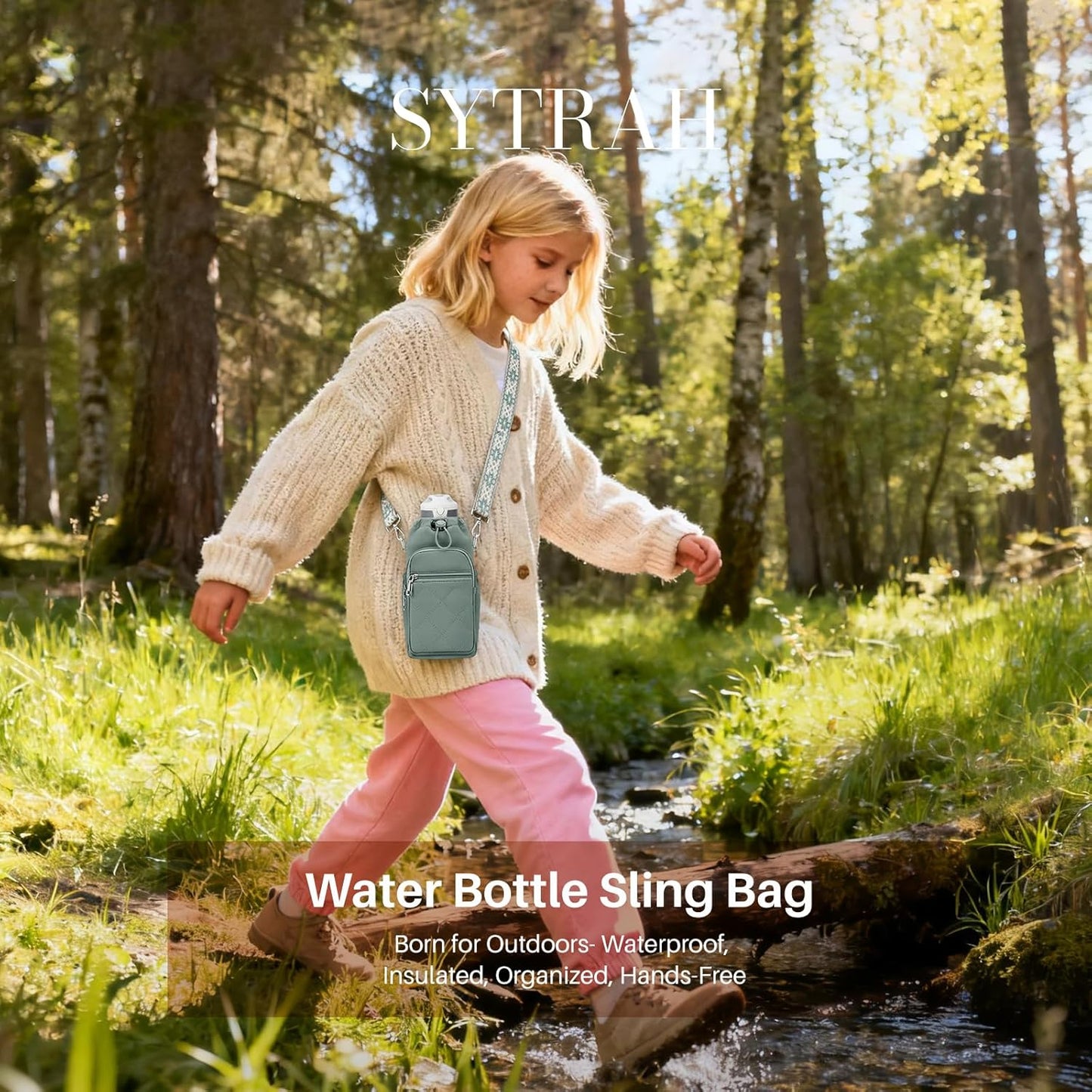 Water Bottle Carrier Bag with Strap, Insulated Corssbody Purse