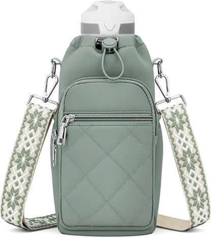 Water Bottle Carrier Bag with Strap, Insulated Corssbody Purse