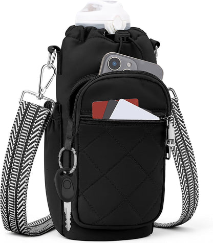 Water Bottle Carrier Bag with Strap, Insulated Corssbody Purse