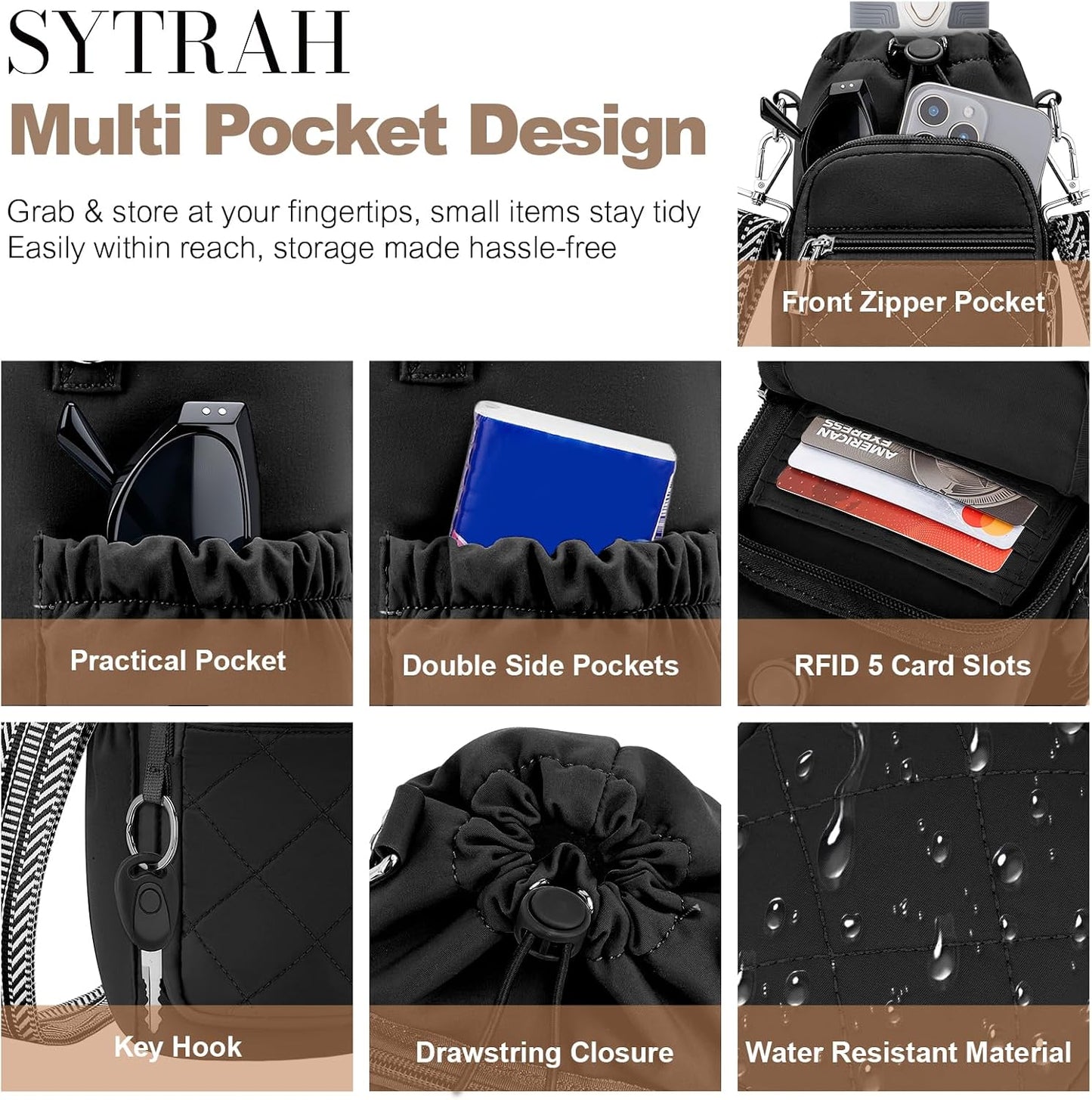 Water Bottle Carrier Bag with Strap, Insulated Corssbody Purse