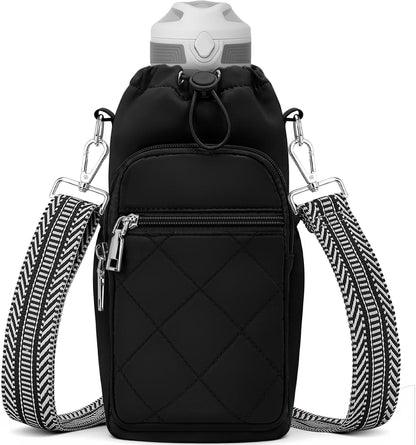 Water Bottle Carrier Bag with Strap, Insulated Corssbody Purse