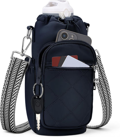 Water Bottle Carrier Bag with Strap, Insulated Corssbody Purse