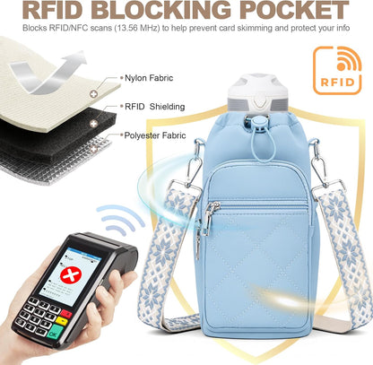 Water Bottle Carrier Bag with Strap, Insulated Corssbody Purse
