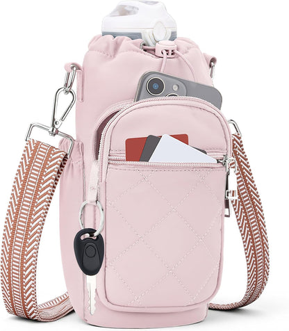 Water Bottle Carrier Bag with Strap, Insulated Corssbody Purse
