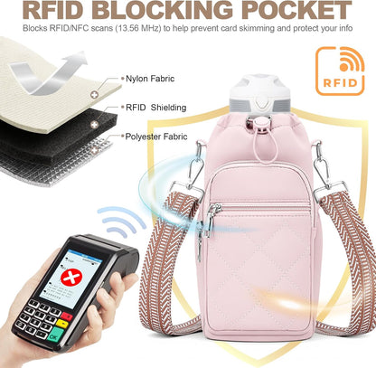 Water Bottle Carrier Bag with Strap, Insulated Corssbody Purse