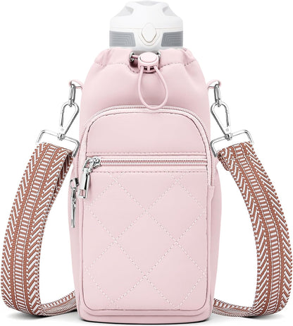 Water Bottle Carrier Bag with Strap, Insulated Corssbody Purse