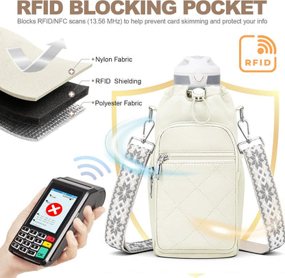 Water Bottle Carrier Bag with Strap, Insulated Corssbody Purse