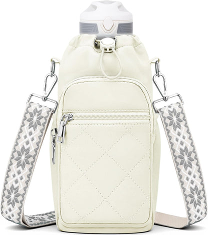 Water Bottle Carrier Bag with Strap, Insulated Corssbody Purse