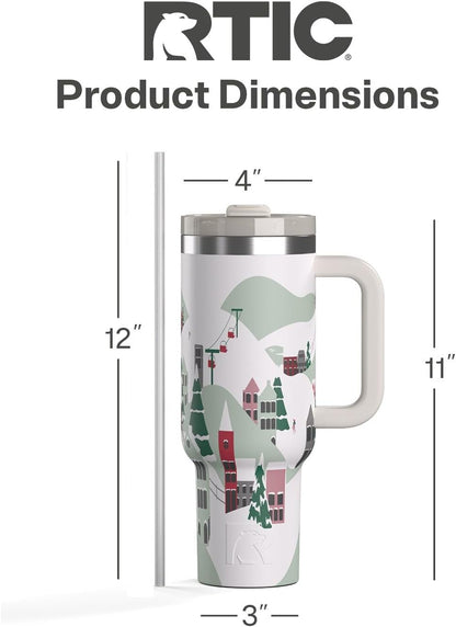 30 oz Road Trip Tumbler Double-Walled Insulated Stainless Steel Portable Travel Coffee Mug Cup with Lid, Handle and Straw, Midnight Dust Metallic - Colors A