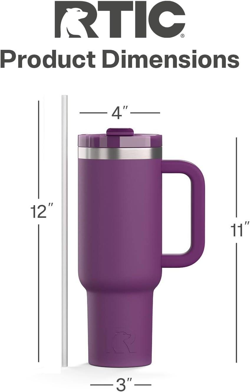 30 oz Road Trip Tumbler Double-Walled Insulated Stainless Steel Portable Travel Coffee Mug Cup with Lid, Handle and Straw, Midnight Dust Metallic - Colors A