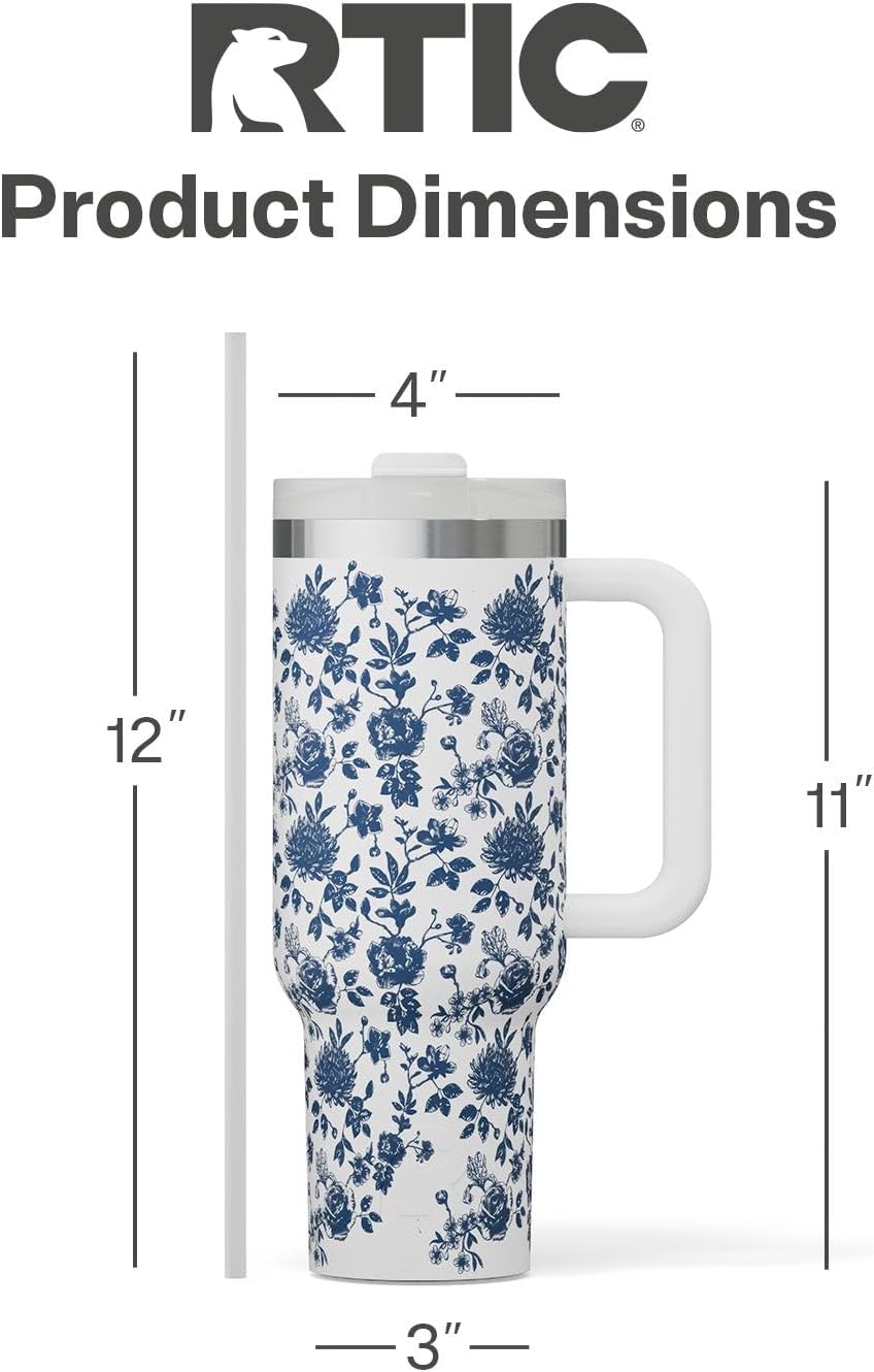 30 oz Road Trip Tumbler Double-Walled Insulated Stainless Steel Portable Travel Coffee Mug Cup with Lid, Handle and Straw, Midnight Dust Metallic - Colors A