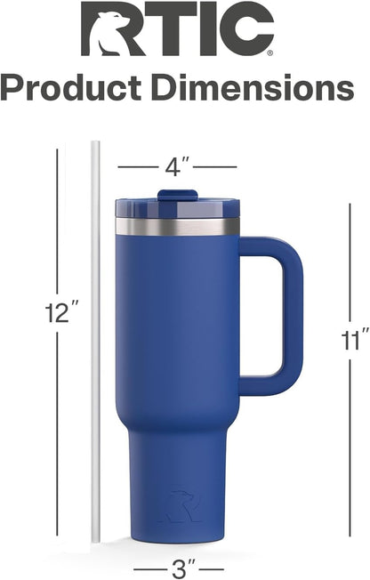 30 oz Road Trip Tumbler Double-Walled Insulated Stainless Steel Portable Travel Coffee Mug Cup with Lid, Handle and Straw, Midnight Dust Metallic - Colors A