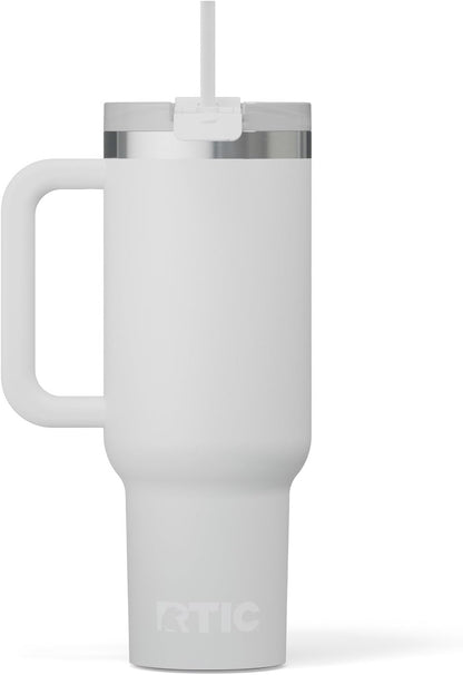 30 oz Road Trip Tumbler Double-Walled Insulated Stainless Steel Portable Travel Coffee Mug Cup with Lid, Handle and Straw, Midnight Dust Metallic - Colors A