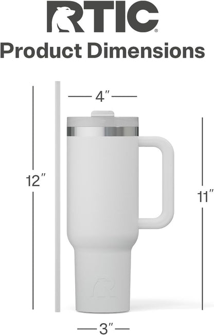 30 oz Road Trip Tumbler Double-Walled Insulated Stainless Steel Portable Travel Coffee Mug Cup with Lid, Handle and Straw, Midnight Dust Metallic - Colors A
