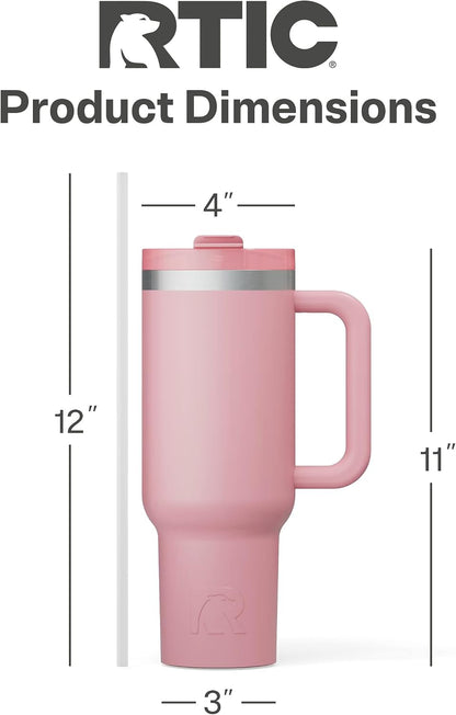 30 oz Road Trip Tumbler Double-Walled Insulated Stainless Steel Portable Travel Coffee Mug Cup with Lid, Handle and Straw, Midnight Dust Metallic - Colors A