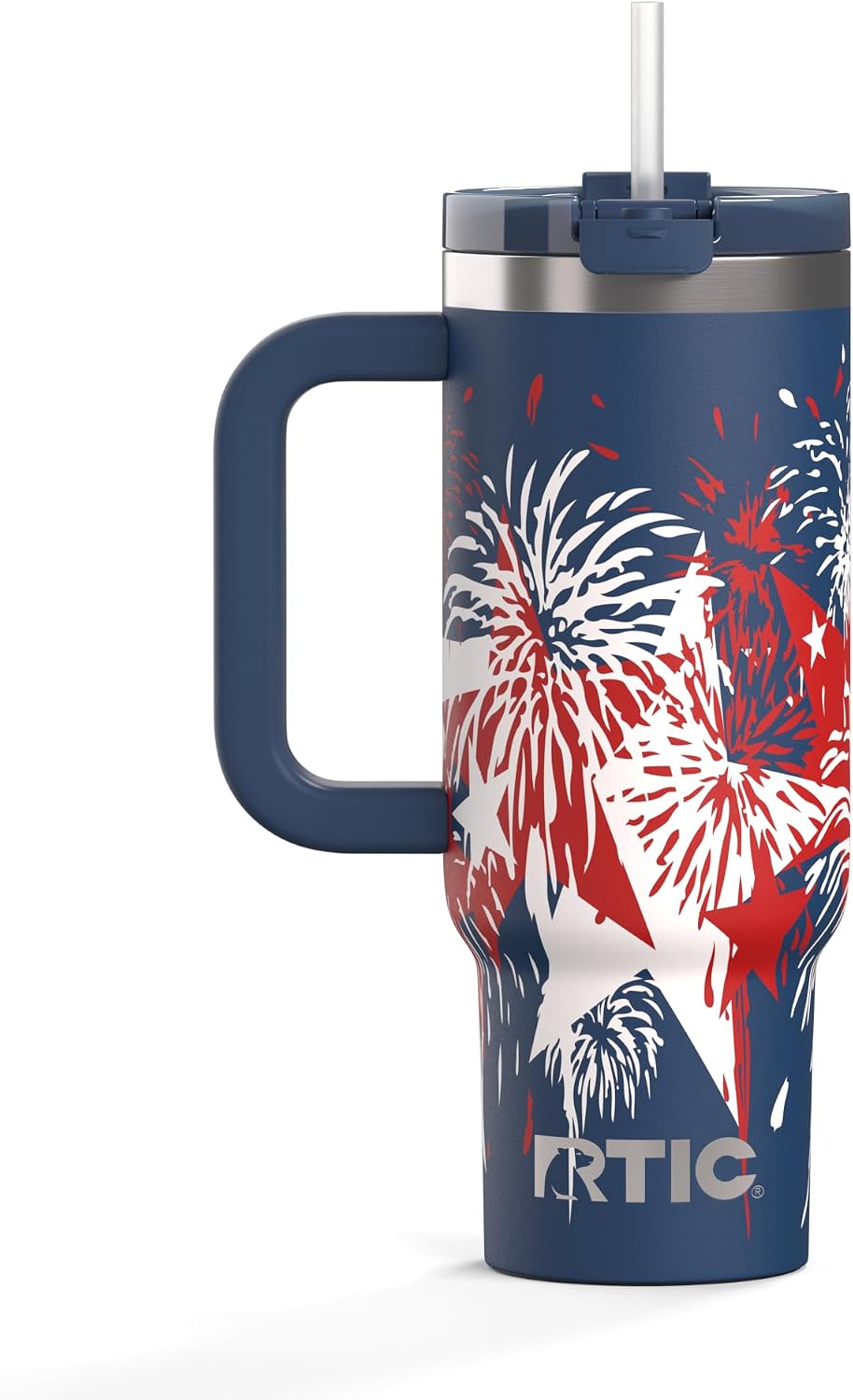 30 oz Road Trip Tumbler Double-Walled Insulated Stainless Steel Portable Travel Coffee Mug Cup with Lid, Handle and Straw, Midnight Dust Metallic - Colors A