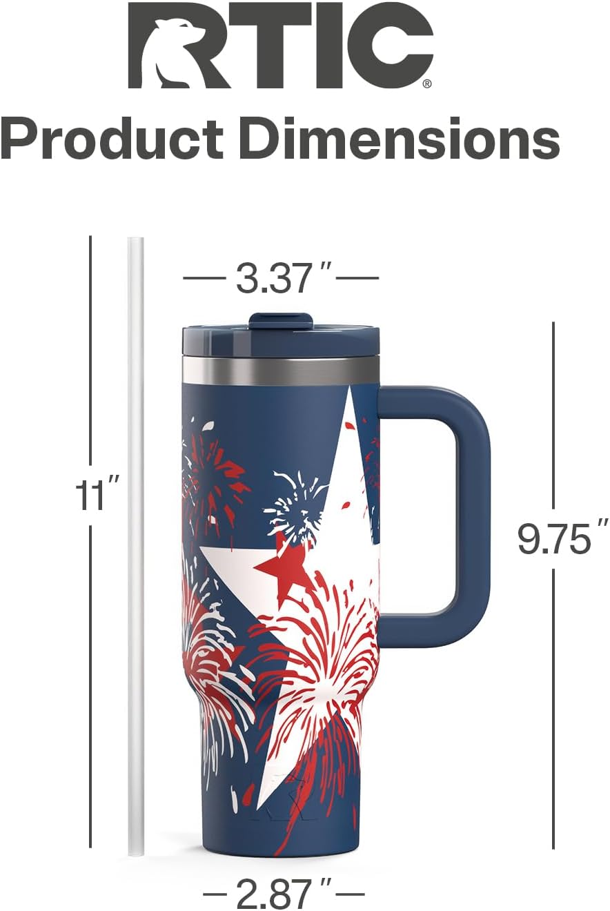 30 oz Road Trip Tumbler Double-Walled Insulated Stainless Steel Portable Travel Coffee Mug Cup with Lid, Handle and Straw, Midnight Dust Metallic - Colors A