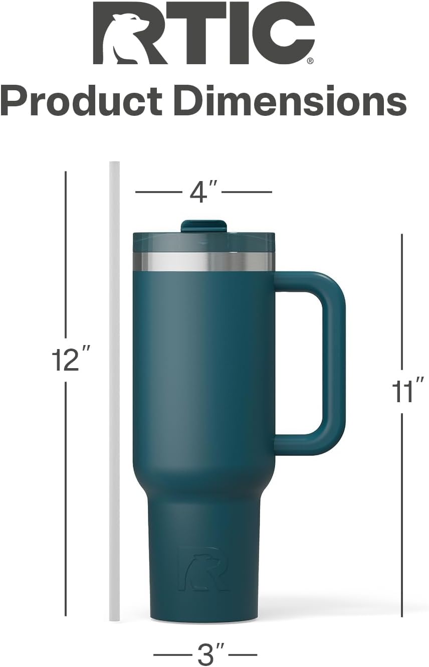 30 oz Road Trip Tumbler Double-Walled Insulated Stainless Steel Portable Travel Coffee Mug Cup with Lid, Handle and Straw, Midnight Dust Metallic - Colors A