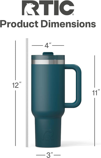 30 oz Road Trip Tumbler Double-Walled Insulated Stainless Steel Portable Travel Coffee Mug Cup with Lid, Handle and Straw, Midnight Dust Metallic - Colors A