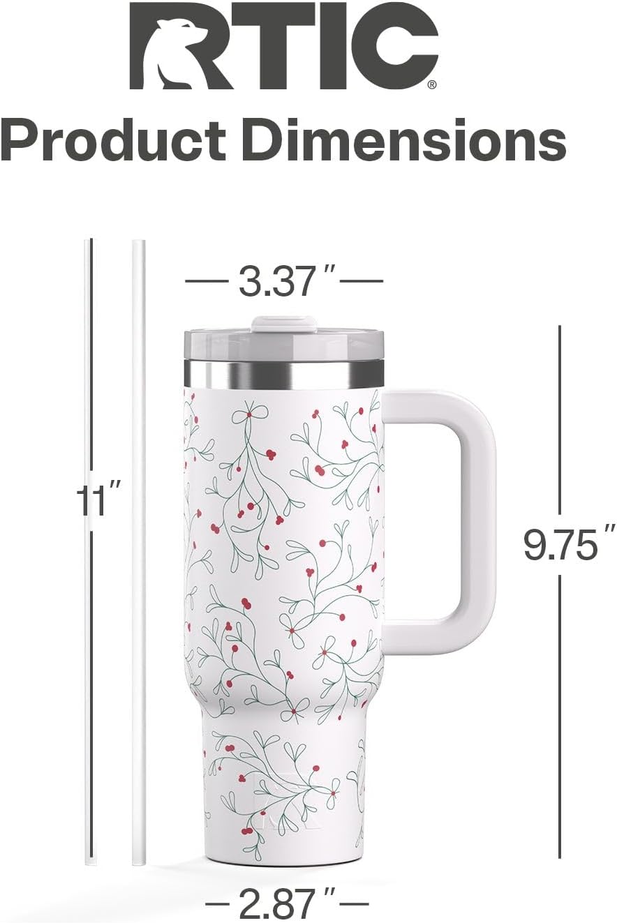 30 oz Road Trip Tumbler Double-Walled Insulated Stainless Steel Portable Travel Coffee Mug Cup with Lid, Handle and Straw, Midnight Dust Metallic - Colors A