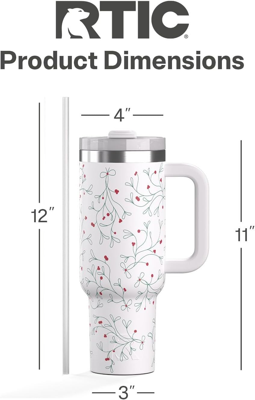 30 oz Road Trip Tumbler Double-Walled Insulated Stainless Steel Portable Travel Coffee Mug Cup with Lid, Handle and Straw, Midnight Dust Metallic - Colors A