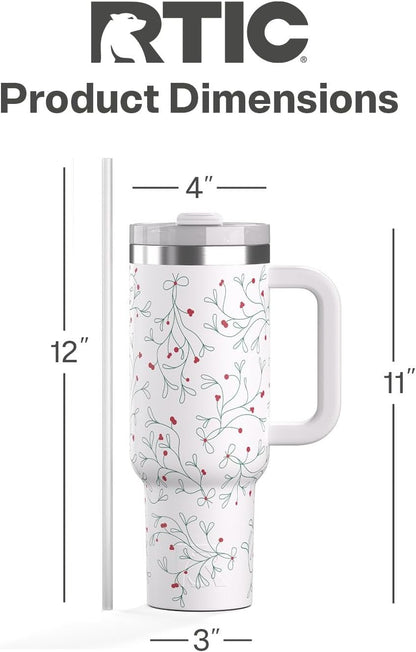 30 oz Road Trip Tumbler Double-Walled Insulated Stainless Steel Portable Travel Coffee Mug Cup with Lid, Handle and Straw, Midnight Dust Metallic - Colors A