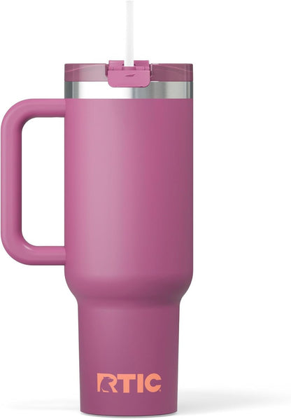 30 oz Road Trip Tumbler Double-Walled Insulated Stainless Steel Portable Travel Coffee Mug Cup with Lid, Handle and Straw, Midnight Dust Metallic - Colors A